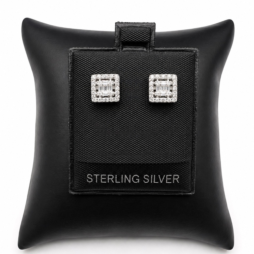 925 Sterling Silver 0.60CTW MOISSANITE Square Stud Earrings